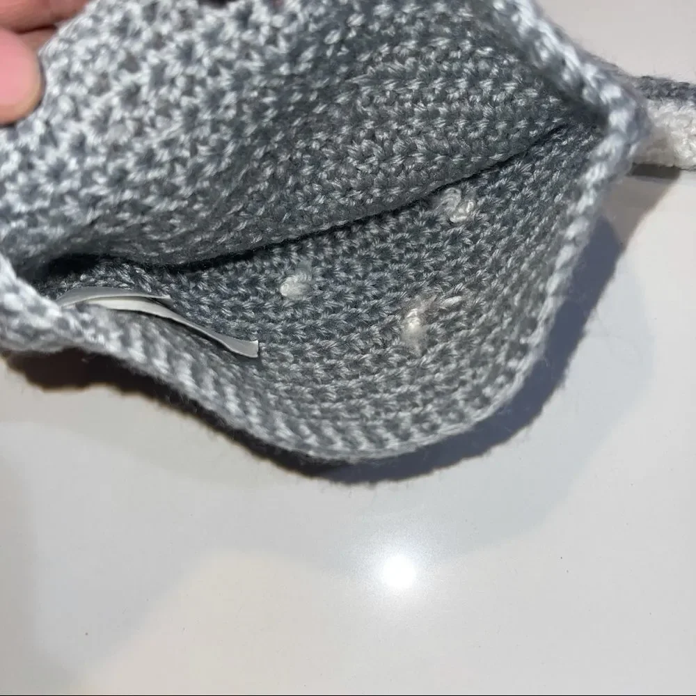 4/$25 - So ‘Dorable Grey &‎ White Crochet Bunny Hat